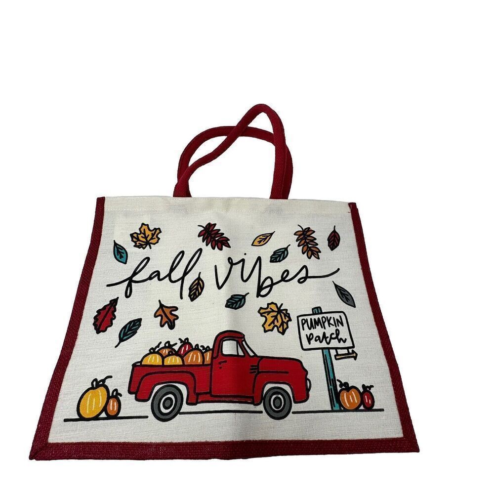 MARKET STREET Tote Fall Vibes Jute Grocery Bag Cottagecore‎ Bag 16x13”